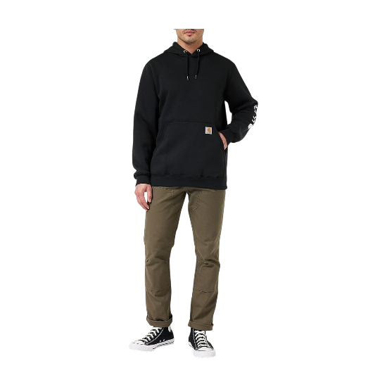 Худі Carhartt Loose Fit Midweight Sleeve Logo Fleece Hoodie K288-BLK фото